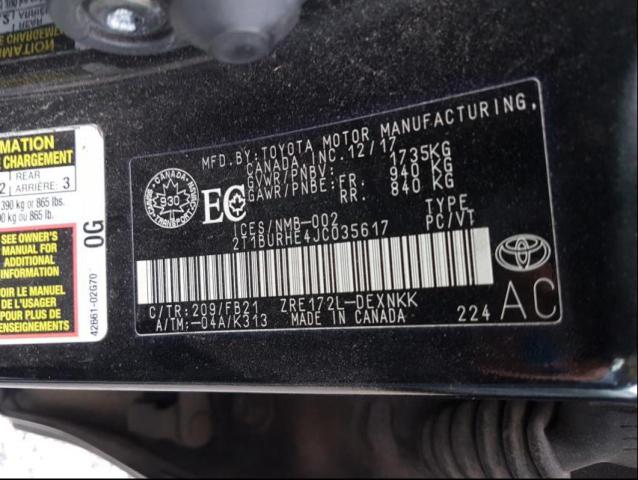 Photo 8 VIN: 2T1BURHE4JC035617 - TOYOTA COROLLA L 