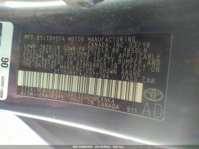 Photo 8 VIN: 2T1BURHE4JC077284 - TOYOTA COROLLA 