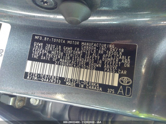 Photo 8 VIN: 2T1BURHE4JC101602 - TOYOTA COROLLA 