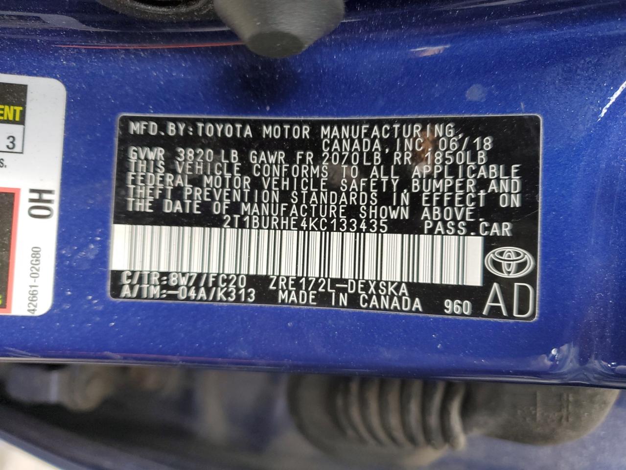 Photo 11 VIN: 2T1BURHE4KC133435 - TOYOTA COROLLA 