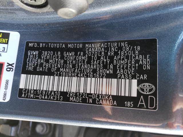 Photo 9 VIN: 2T1BURHE4KC161672 - TOYOTA COROLLA L 