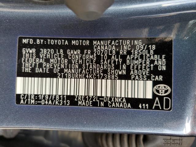 Photo 11 VIN: 2T1BURHE4KC173885 - TOYOTA COROLLA 