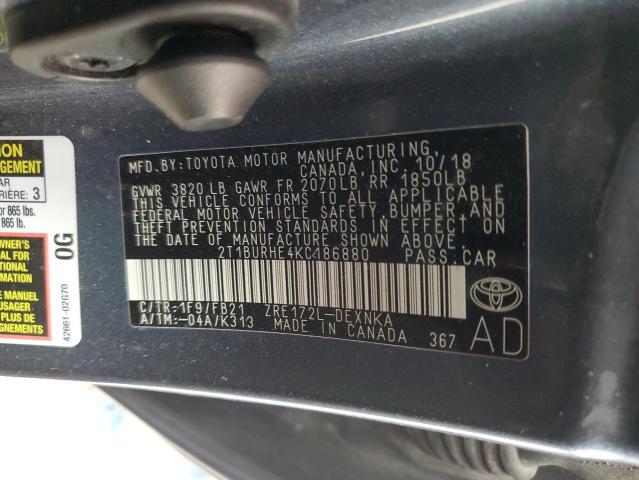 Photo 12 VIN: 2T1BURHE4KC186880 - TOYOTA COROLLA L 