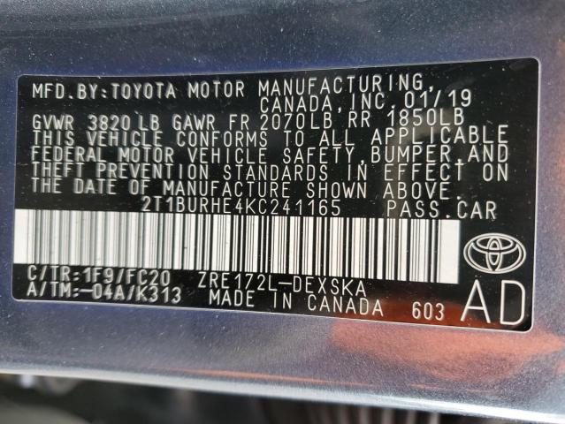 Photo 11 VIN: 2T1BURHE4KC241165 - TOYOTA COROLLA L 