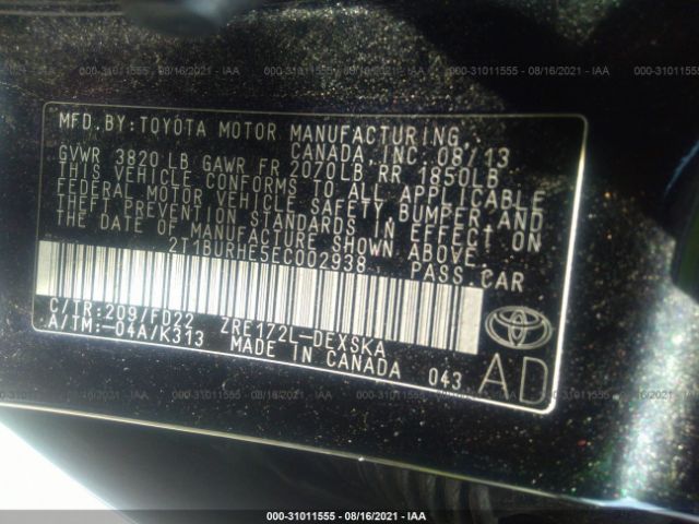 Photo 8 VIN: 2T1BURHE5EC002938 - TOYOTA COROLLA 