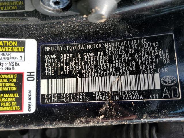 Photo 12 VIN: 2T1BURHE5EC019738 - TOYOTA COROLLA L 