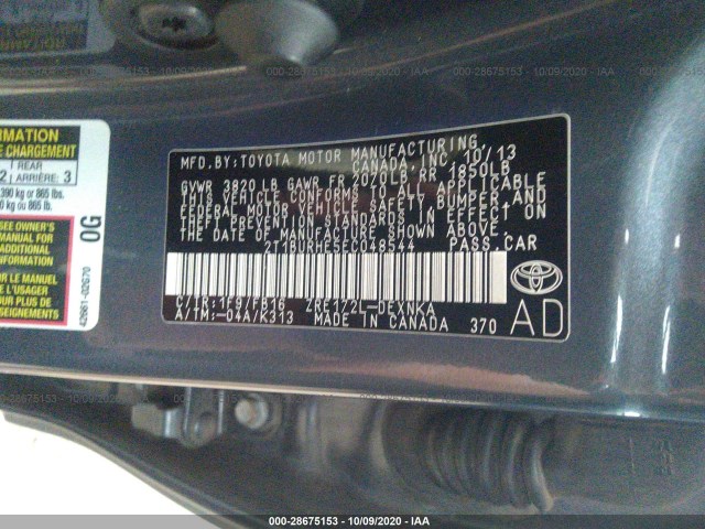 Photo 8 VIN: 2T1BURHE5EC048544 - TOYOTA COROLLA 