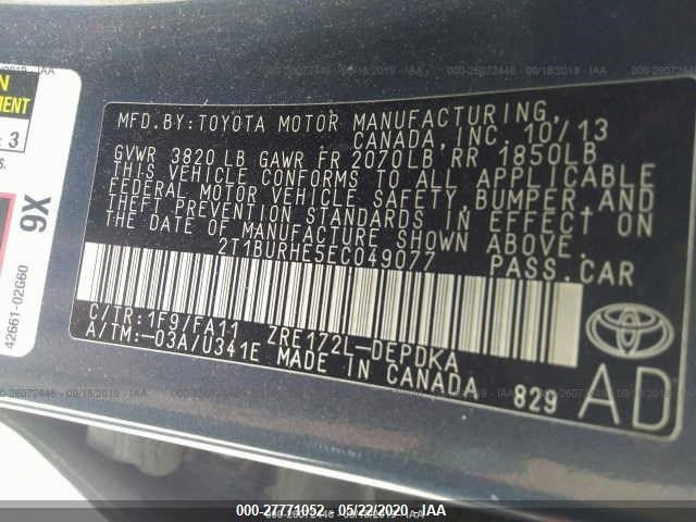 Photo 8 VIN: 2T1BURHE5EC049077 - TOYOTA COROLLA 