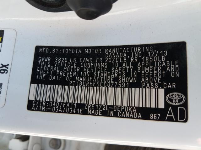 Photo 9 VIN: 2T1BURHE5EC077591 - TOYOTA COROLLA L 