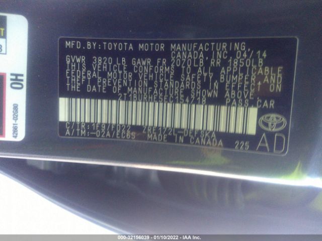 Photo 8 VIN: 2T1BURHE5EC154718 - TOYOTA COROLLA 