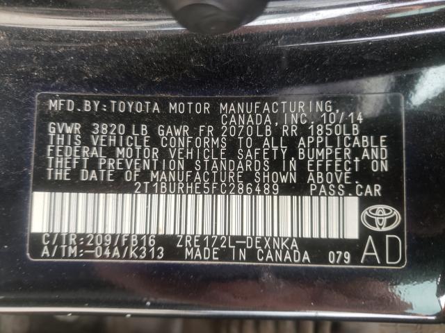 Photo 9 VIN: 2T1BURHE5FC286489 - TOYOTA COROLLA L 