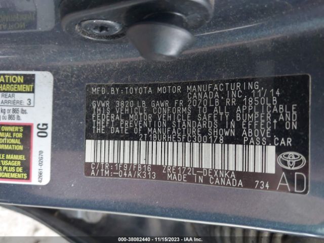 Photo 8 VIN: 2T1BURHE5FC300178 - TOYOTA COROLLA 