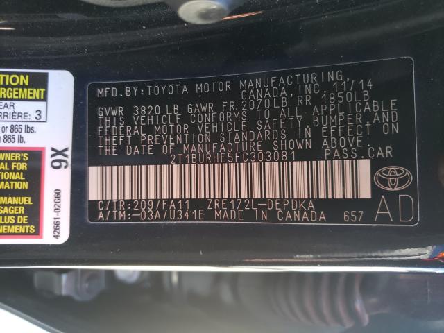 Photo 9 VIN: 2T1BURHE5FC303081 - TOYOTA COROLLA L 