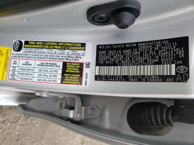 Photo 9 VIN: 2T1BURHE5FC314291 - TOYOTA COROLLA L 