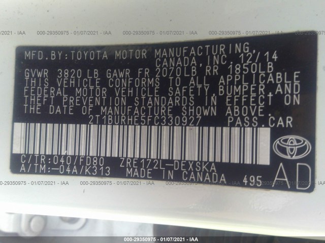 Photo 8 VIN: 2T1BURHE5FC330927 - TOYOTA COROLLA 