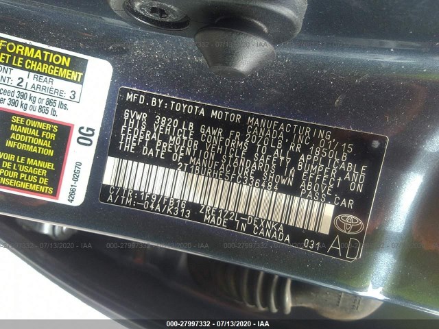 Photo 8 VIN: 2T1BURHE5FC336484 - TOYOTA COROLLA 