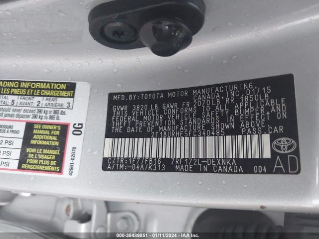 Photo 8 VIN: 2T1BURHE5FC340485 - TOYOTA COROLLA 