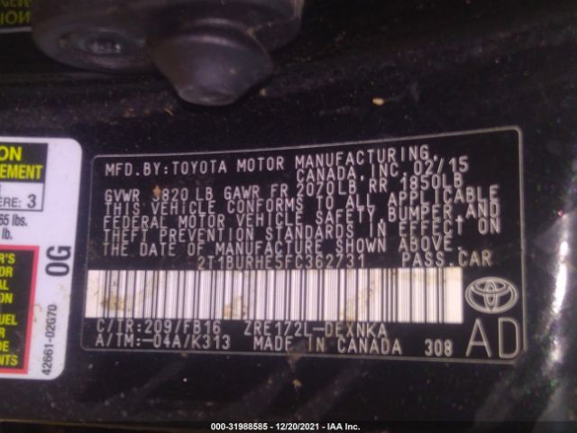 Photo 8 VIN: 2T1BURHE5FC362731 - TOYOTA COROLLA 