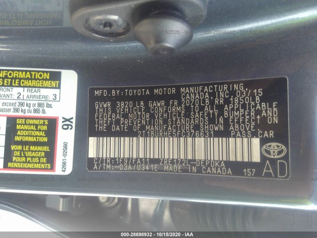 Photo 8 VIN: 2T1BURHE5FC376631 - TOYOTA COROLLA 