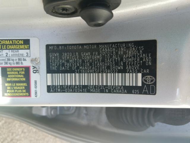 Photo 9 VIN: 2T1BURHE5FC398032 - TOYOTA COROLLA L 