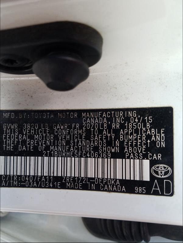 Photo 9 VIN: 2T1BURHE5FC406369 - TOYOTA COROLLA L 