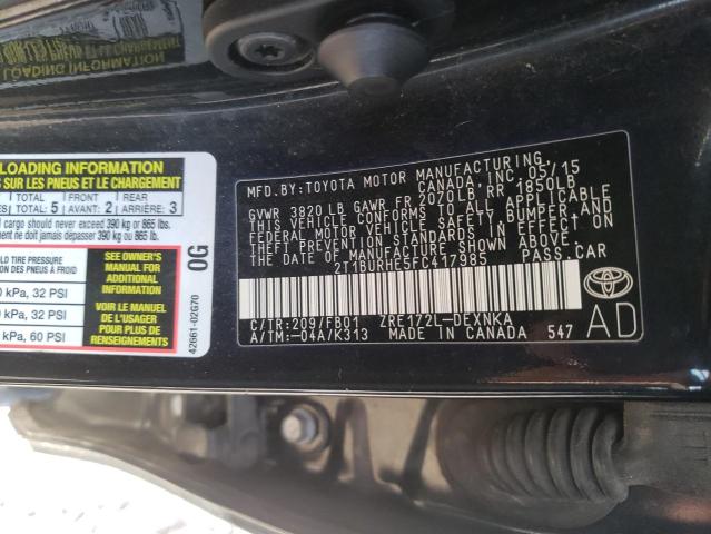 Photo 9 VIN: 2T1BURHE5FC417985 - TOYOTA COROLLA L 