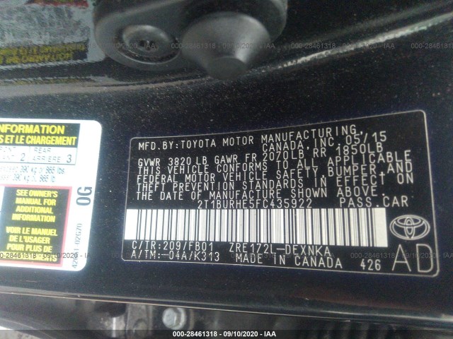 Photo 8 VIN: 2T1BURHE5FC435922 - TOYOTA COROLLA 