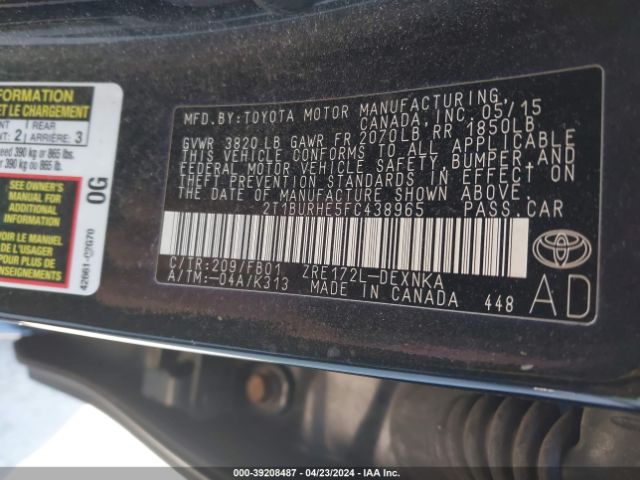 Photo 8 VIN: 2T1BURHE5FC438965 - TOYOTA COROLLA 