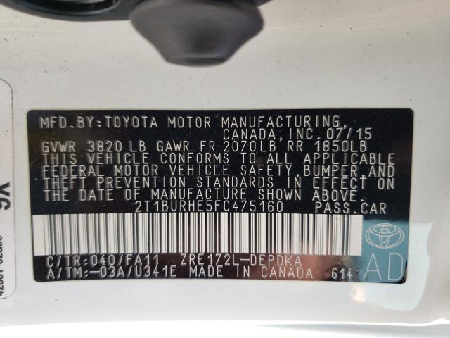 Photo 9 VIN: 2T1BURHE5FC475160 - TOYOTA COROLLA L 