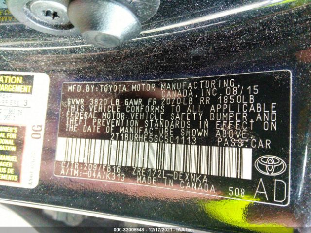 Photo 8 VIN: 2T1BURHE5GC501113 - TOYOTA COROLLA 