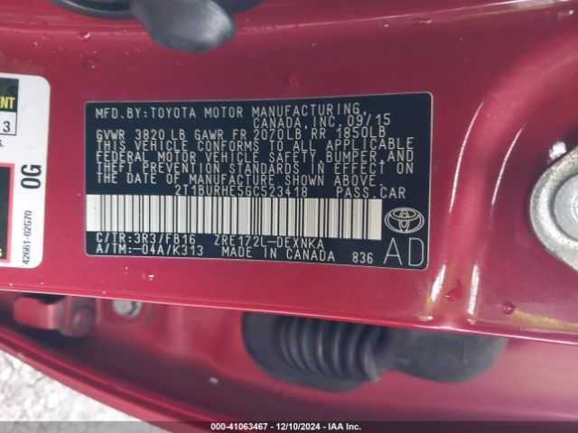 Photo 8 VIN: 2T1BURHE5GC523418 - TOYOTA COROLLA 