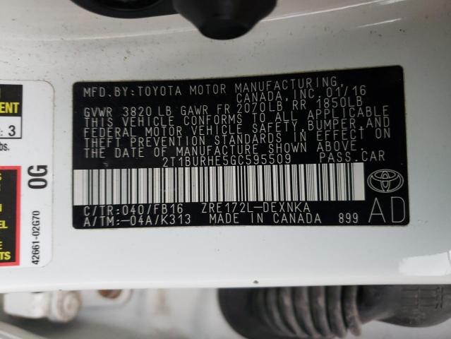 Photo 9 VIN: 2T1BURHE5GC595509 - TOYOTA COROLLA L 