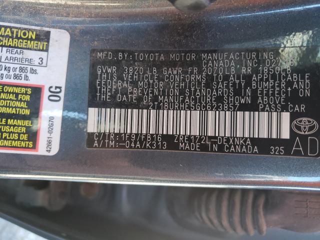 Photo 9 VIN: 2T1BURHE5GC623857 - TOYOTA COROLLA L 