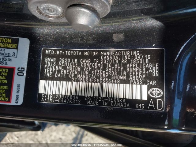 Photo 8 VIN: 2T1BURHE5GC666448 - TOYOTA COROLLA 