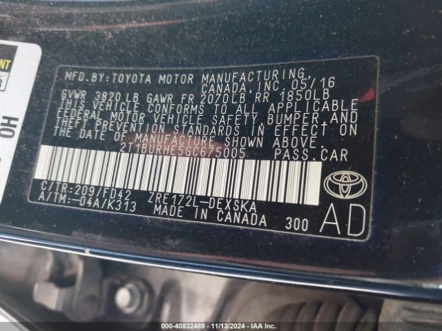 Photo 8 VIN: 2T1BURHE5GC675005 - TOYOTA COROLLA 