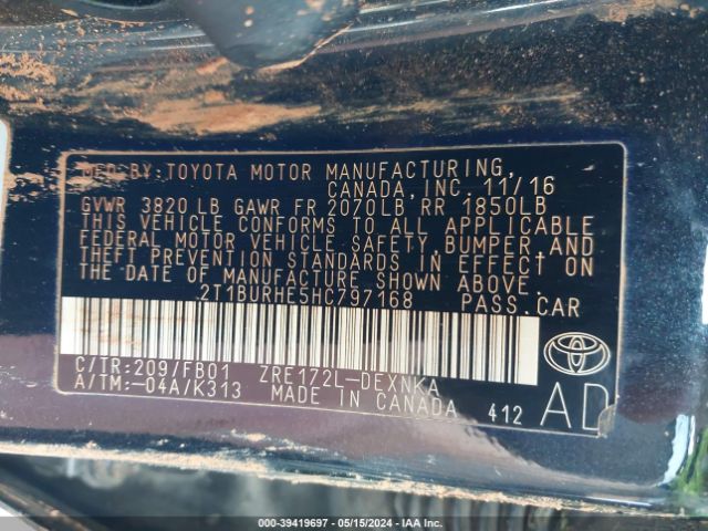 Photo 8 VIN: 2T1BURHE5HC797168 - TOYOTA COROLLA 