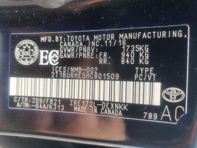 Photo 11 VIN: 2T1BURHE5HC801509 - TOYOTA COROLLA L 