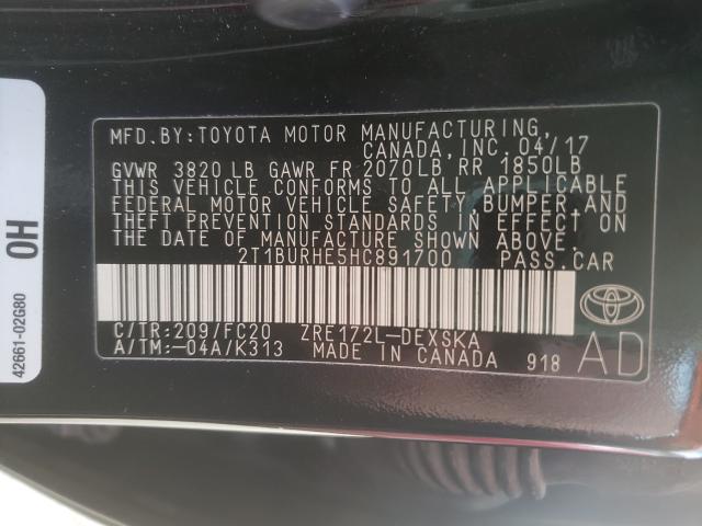 Photo 9 VIN: 2T1BURHE5HC891700 - TOYOTA COROLLA L 