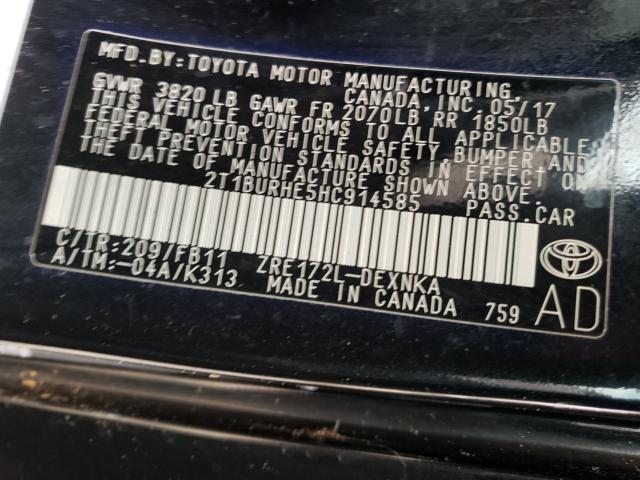 Photo 9 VIN: 2T1BURHE5HC914585 - TOYOTA COROLLA L 