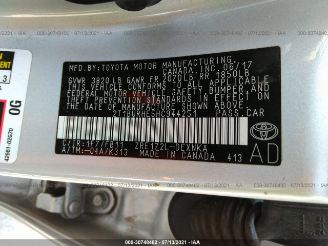 Photo 8 VIN: 2T1BURHE5HC944251 - TOYOTA COROLLA 