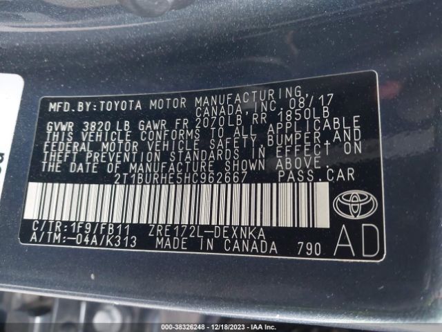 Photo 8 VIN: 2T1BURHE5HC962667 - TOYOTA COROLLA L 