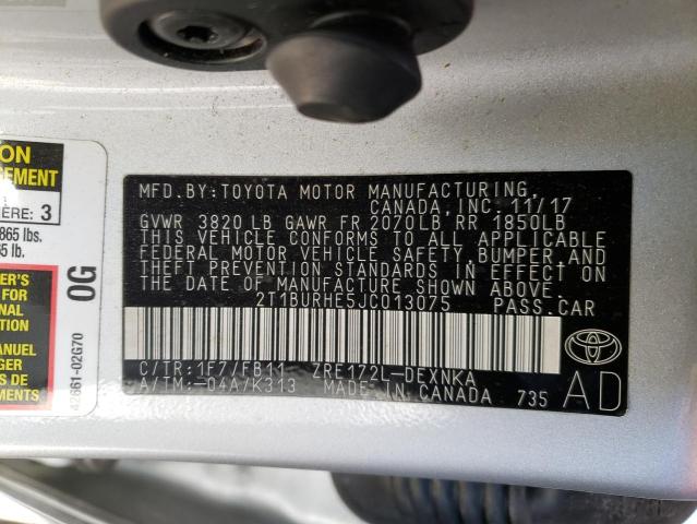 Photo 9 VIN: 2T1BURHE5JC013075 - TOYOTA COROLLA L 