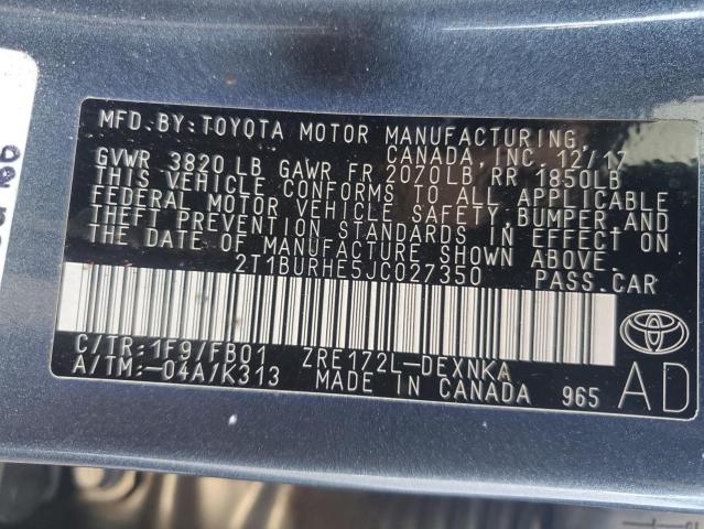 Photo 12 VIN: 2T1BURHE5JC027350 - TOYOTA COROLLA L 