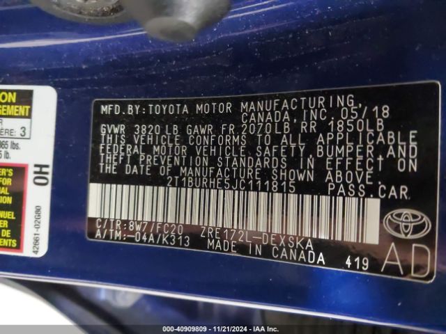 Photo 8 VIN: 2T1BURHE5JC111815 - TOYOTA COROLLA 