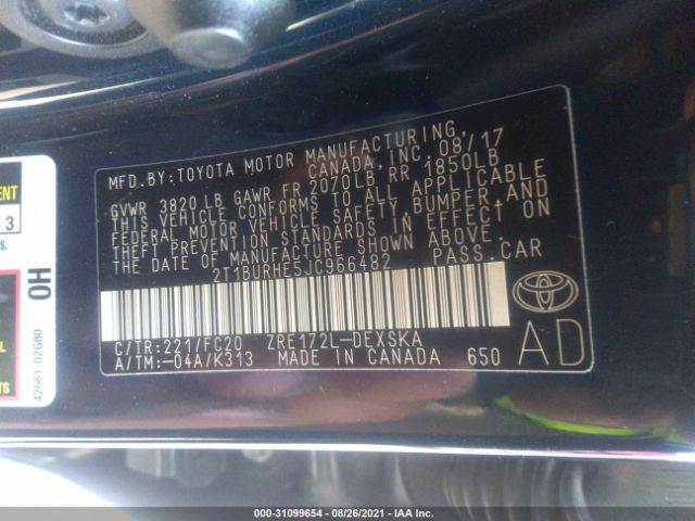 Photo 8 VIN: 2T1BURHE5JC966482 - TOYOTA COROLLA 