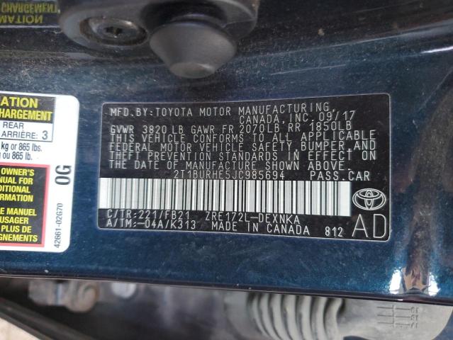 Photo 9 VIN: 2T1BURHE5JC985694 - TOYOTA COROLLA L 