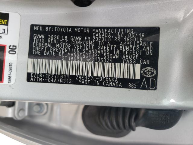 Photo 9 VIN: 2T1BURHE5KC135324 - TOYOTA COROLLA L 