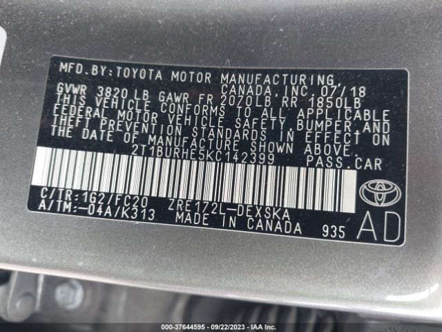 Photo 8 VIN: 2T1BURHE5KC142399 - TOYOTA COROLLA 