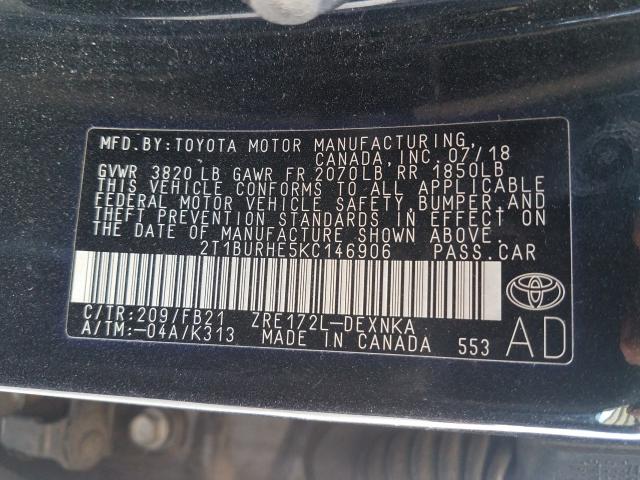 Photo 9 VIN: 2T1BURHE5KC146906 - TOYOTA COROLLA L 