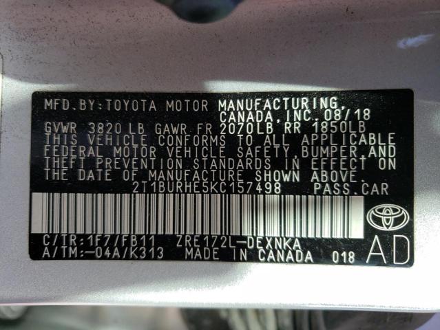 Photo 11 VIN: 2T1BURHE5KC157498 - TOYOTA COROLLA L 